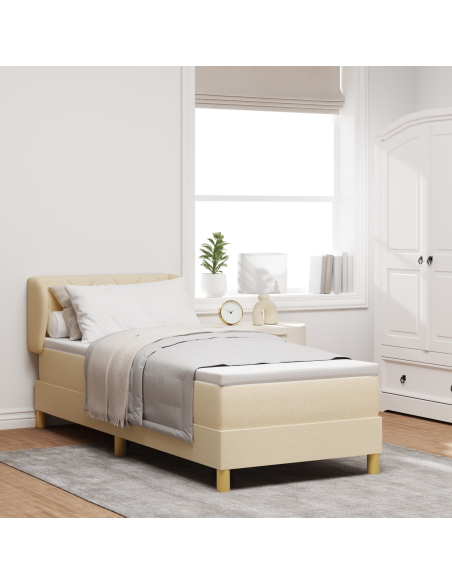 Letto a molle con materasso Crema 80 x 200 cm Tessuto