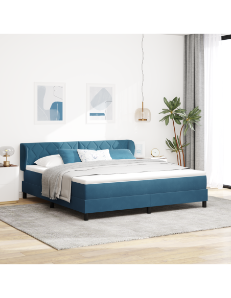 Letto Box Spring con Materasso Blu Scuro 180x200 cm Velluto