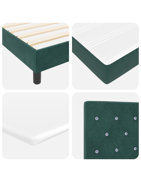 Letto Box Spring  con Materasso Verde Scuro 90x200 cm in Velluto