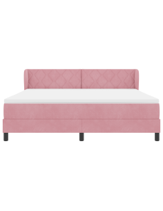 Letto a molle con materasso Rosa 180 x 200 cm Velluto 2