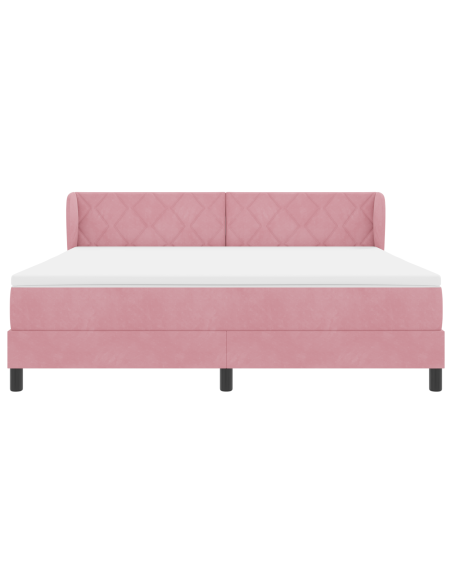 Letto a molle con materasso Rosa 180 x 200 cm Velluto