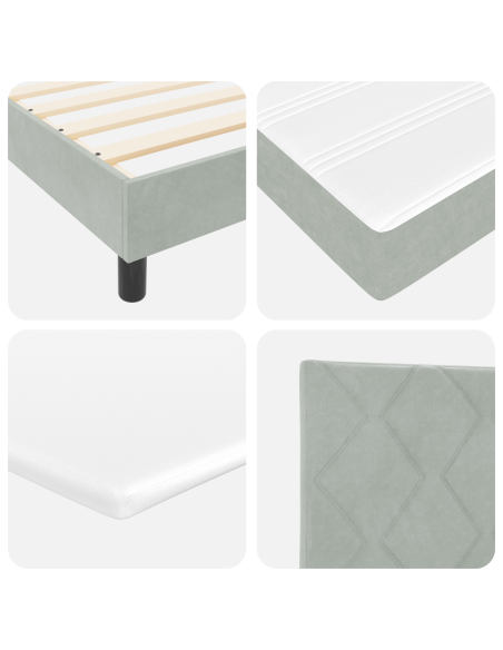 Letto Box Spring con Materasso  Grigio Chiaro 200x200 cm in Velluto