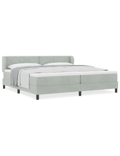 Letto a molle con materasso Grigio chiaro 200 x 200 cm Velluto 2
