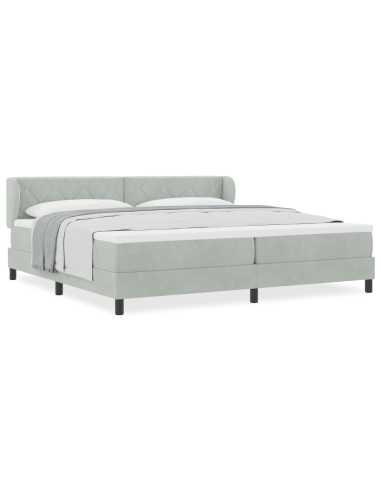 Letto a molle con materasso Grigio chiaro 200 x 200 cm Velluto