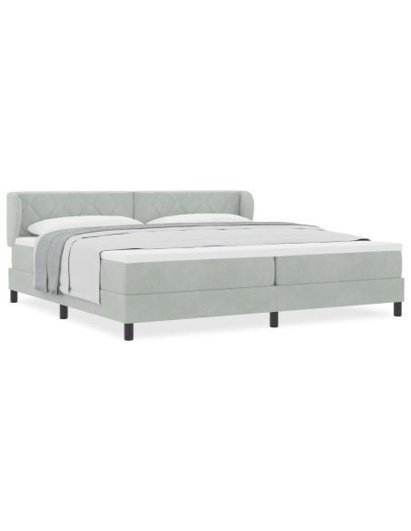 Letto a molle con materasso Grigio chiaro 200 x 200 cm Velluto