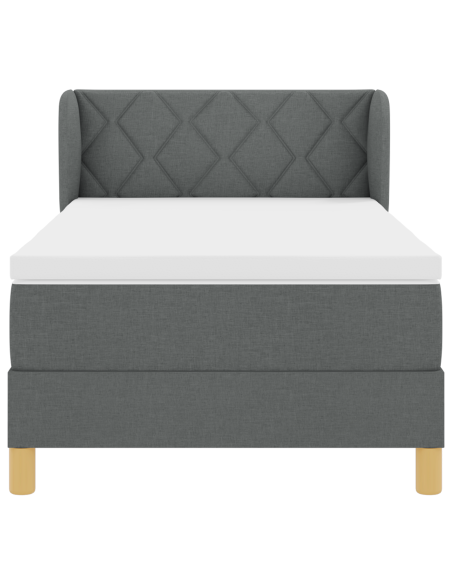 Letto Box Spring con Materasso, Grigio Scuro, 90x190 cm Tessuto