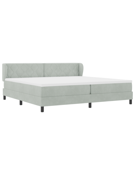 Letto a molle con materasso Grigio chiaro 200 x 200 cm Velluto