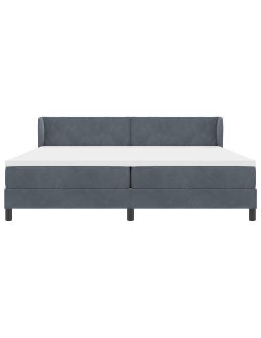 Letto a molle con materasso Grigio scuro 200 x 200 cm Velluto