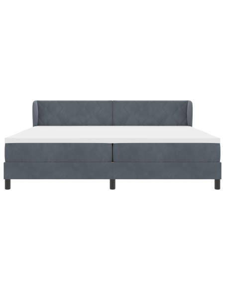 Letto a molle con materasso Grigio scuro 200 x 200 cm Velluto
