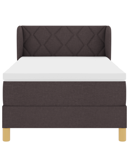 Letto Box Spring con Materasso marrone scuro 90x190 cm in tessuto