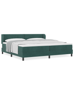 Letto a molle con materasso Verde scuro 200 x 200 cm Velluto 2