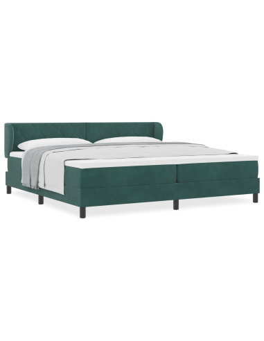 Letto a molle con materasso Verde scuro 200 x 200 cm Velluto