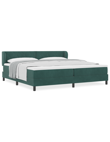 Letto Box Spring con Materasso Verde Scuro 200x200 cm in Velluto