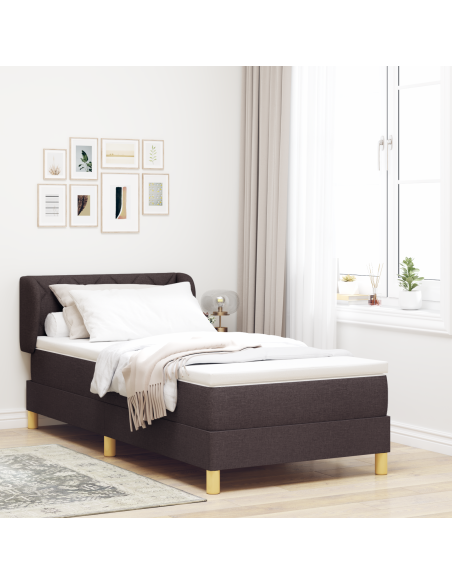 Letto Box Spring con Materasso marrone scuro 90x190 cm in tessuto