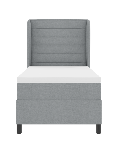 Letto a Box Spring con Materasso in Grigio Chiaro, 80x200 cm, Tessuto