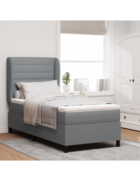 Letto a Box Spring con Materasso in Grigio Chiaro, 80x200 cm, Tessuto