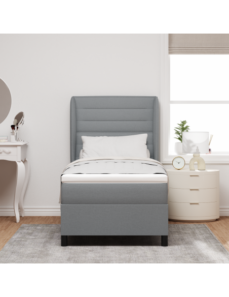 Letto a Box Spring con Materasso in Grigio Chiaro, 80x200 cm, Tessuto