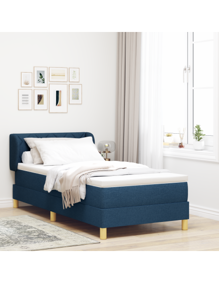 Letto con Materasso Box Spring  - Blu - 90x190 cm - Tessuto