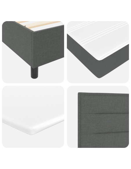 Letto con contenitore e materasso  Grigio scuro 80x200 cm Tessuto