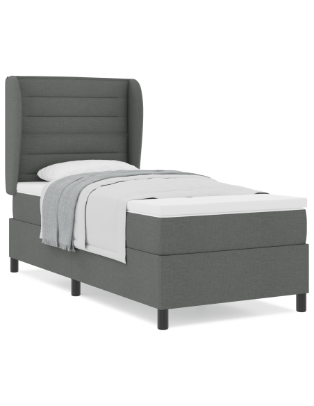 Letto con contenitore e materasso  Grigio scuro 80x200 cm Tessuto