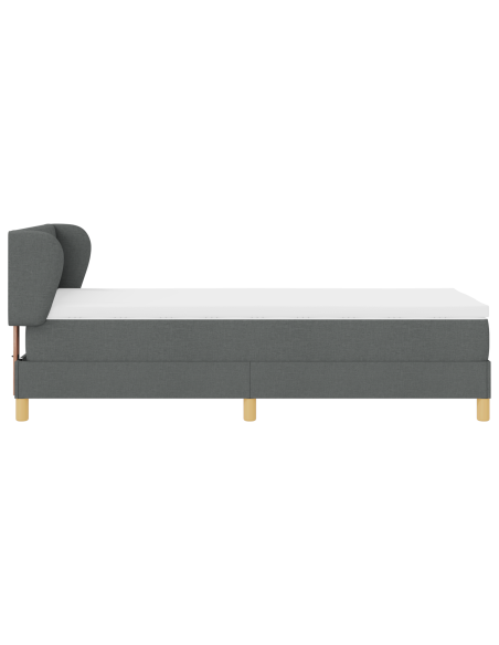 Letto a Molle con Materasso  in Grigio Scuro, 90x200 cm, Tessuto