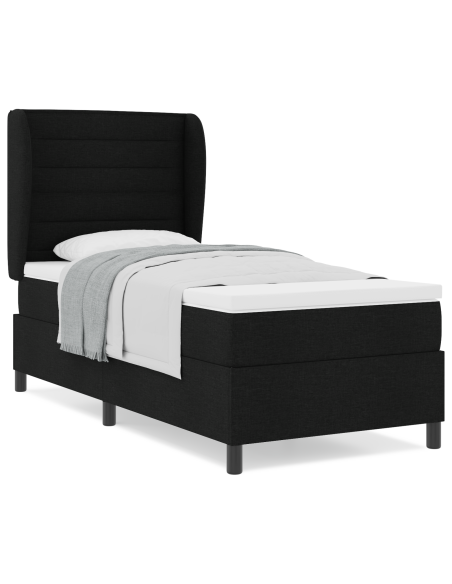 Letto Box Spring con Materasso  Nero 80x200 cm Tessuto