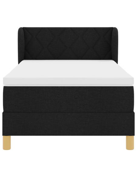 Letto a molle con materasso Nero 90 x 200 cm Tessuto