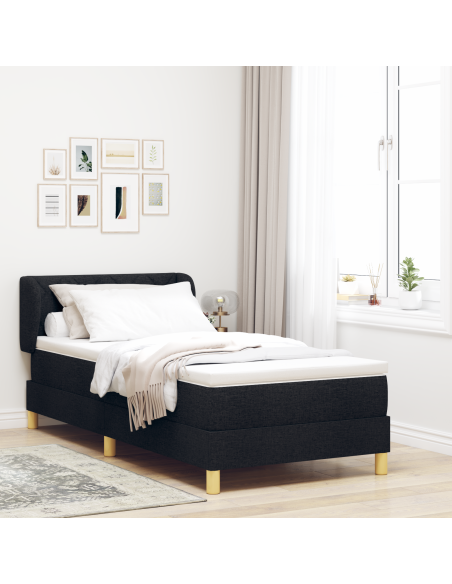 letto a box spring  con materasso nero 90x200 cm in tessuto