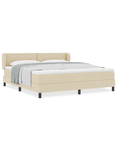 Letto Box Spring con Materasso Crema 180x200 cm Tessuto
