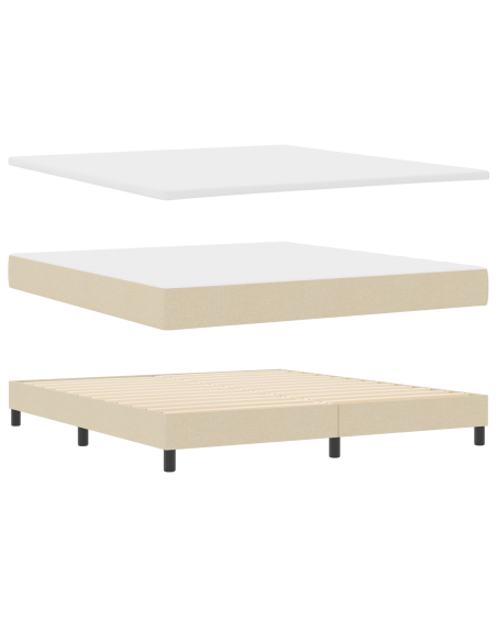 Letto Box Spring con Materasso Crema 180x200 cm Tessuto