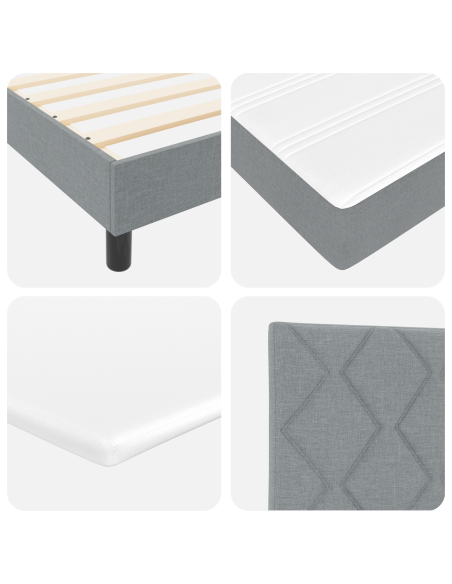 Letto Box Spring con Materasso Grigio Chiaro 200x200 cm Tessuto