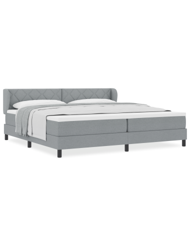 Letto a molle con materasso Grigio chiaro 200 x 200 cm Tessuto