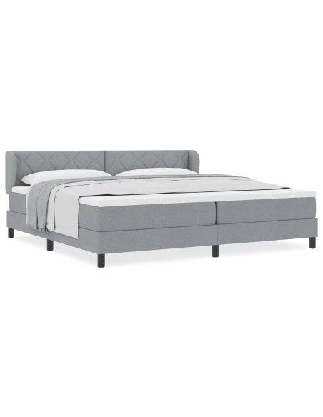 Letto Box Spring con Materasso Grigio Chiaro 200x200 cm Tessuto