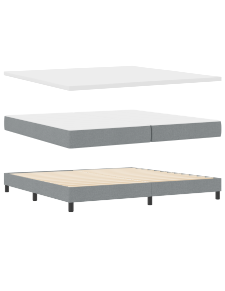 Letto Box Spring con Materasso Grigio Chiaro 200x200 cm Tessuto