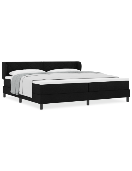 Letto Box Spring Nero con Materasso , 200x200 cm, Tessuto