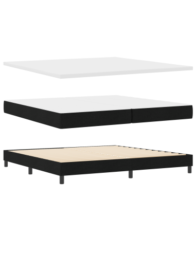 Letto a molle con materasso Nero 200 x 200 cm Tessuto