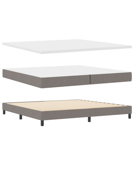 Letto a Rete con Materasso - Tortora, 200x200 cm, Tessuto