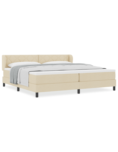 Letto a box con materasso crema 200x200 cm in tessuto