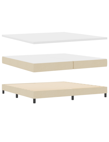 Letto a molle con materasso Crema 200 x 200 cm Tessuto