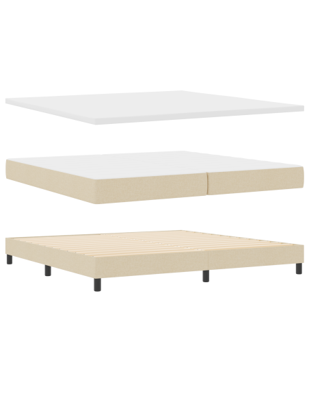 Letto a molle con materasso Crema 200 x 200 cm Tessuto