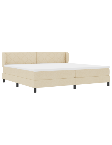Letto a molle con materasso Crema 200 x 200 cm Tessuto