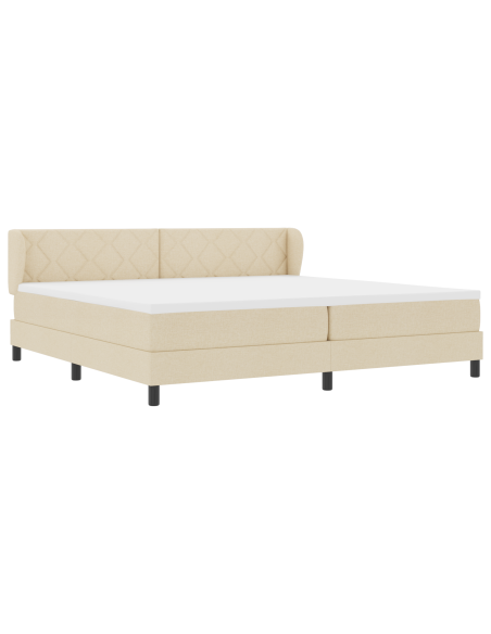 Letto a box con materasso crema 200x200 cm in tessuto