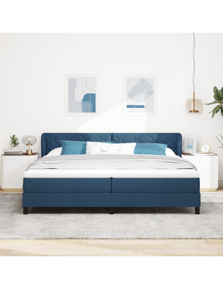 Letto Box Spring con Materasso Blu 200x200 cm Tessuto
