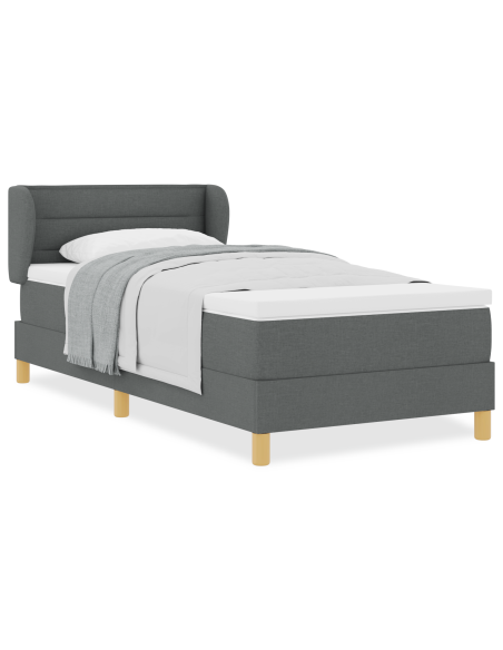 Letto a Box Spring con Materasso Grigio Scuro 80x200 cm Tessuto