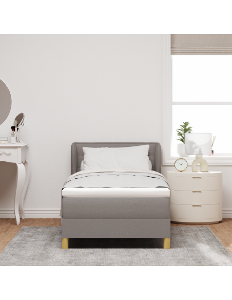 Letto a Molle con Materasso Tortora 80x200 cm Tessuto