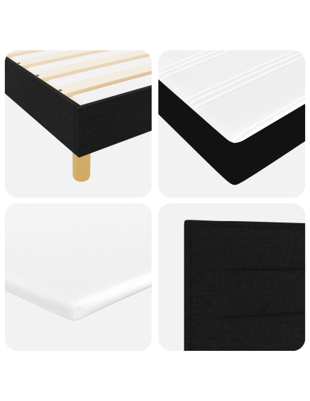 Letto Box Spring con Materasso  Nero 90x200 cm Tessuto