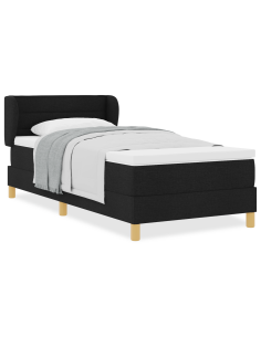 Letto a molle con materasso Nero 90 x 200 cm Tessuto 2