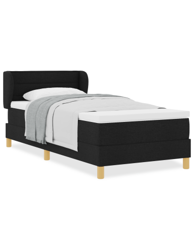 Letto a molle con materasso Nero 90 x 200 cm Tessuto