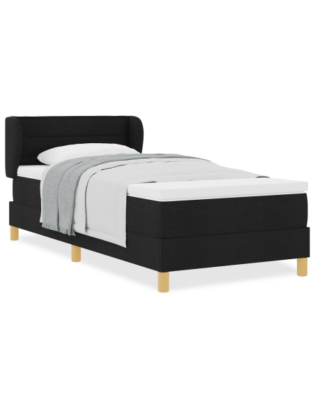 Letto Box Spring con Materasso  Nero 90x200 cm Tessuto