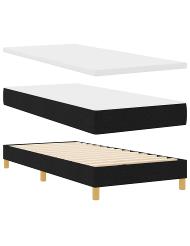 Letto a molle con materasso Nero 90 x 200 cm Tessuto